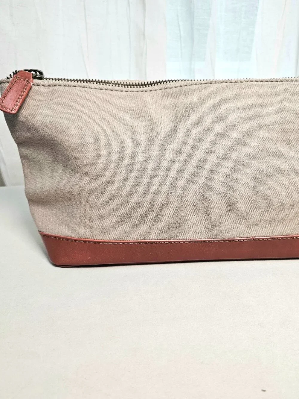 Mark & Graham Canvas Leather Zip Pouch NWOT Travel Organizer Cosmetic Bag